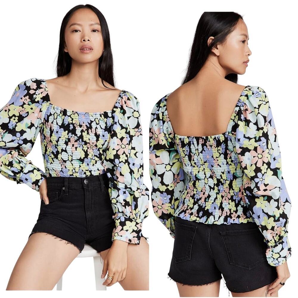 Free People Ariana Printed Floral Top Retro Combo size Medium